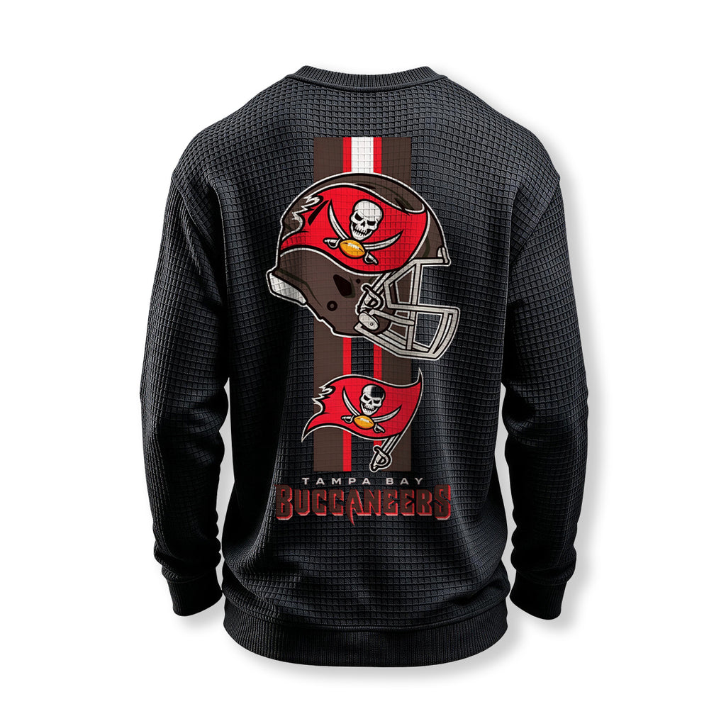 Tampa Bay Buccaneers Helmet Waffle Knit Crewneck Sweatshirt