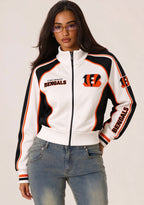 Women's Cincinnati Bengals Cropped Zip Up Track Jacket