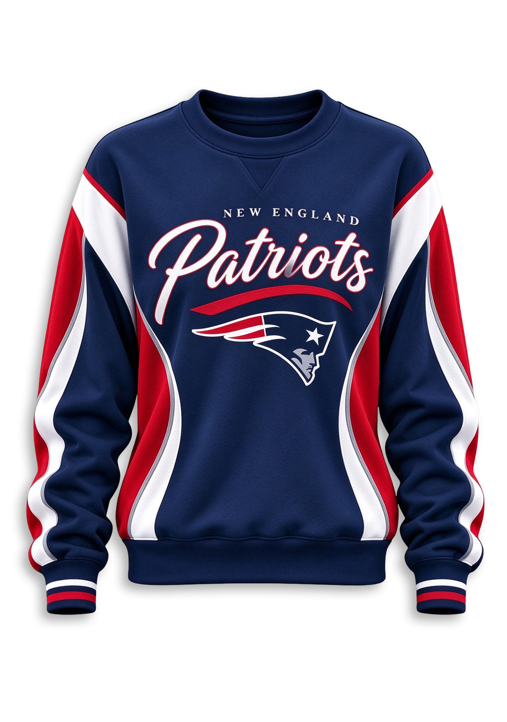 Women's New England Patriots Crewneck Sweatshirt & Flared Pants 2 Piece Set