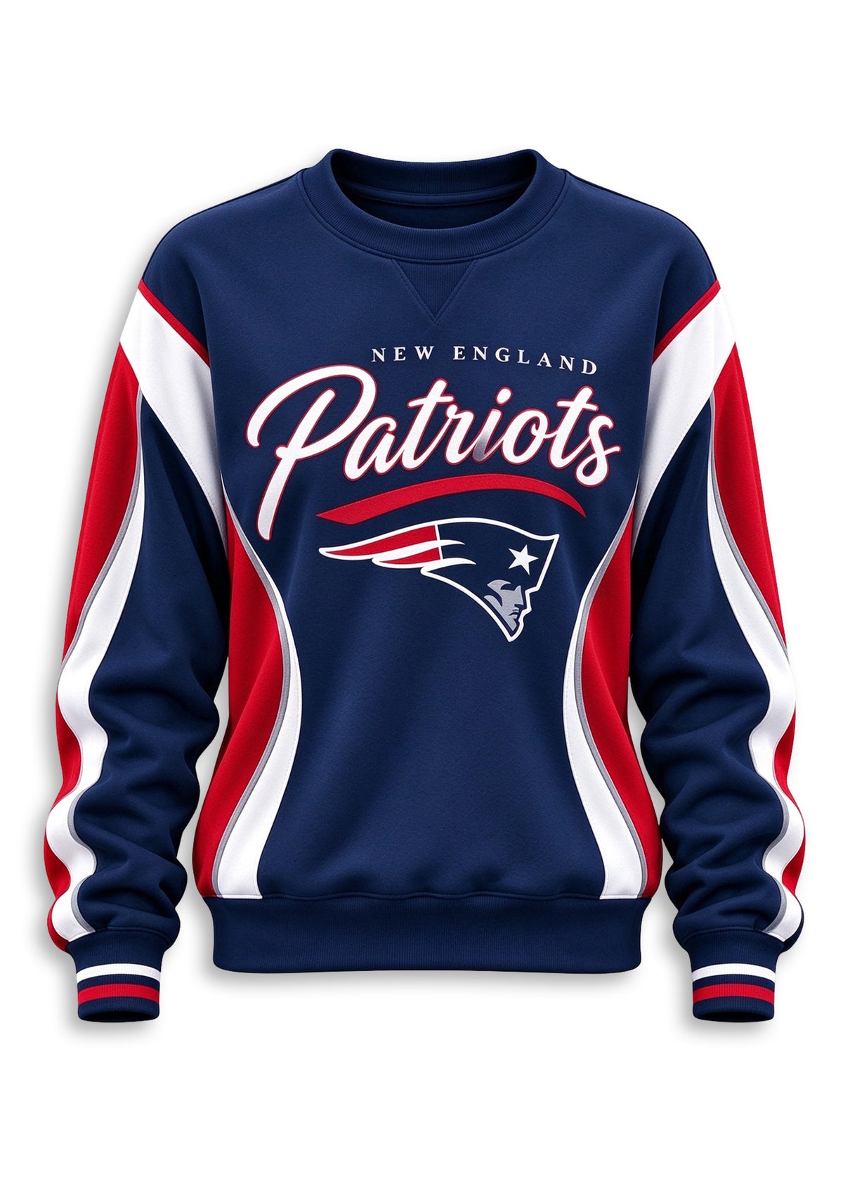Women's New England Patriots Crewneck Sweatshirt & Flared Pants 2 Piece Set