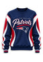 Women's New England Patriots Crewneck Sweatshirt & Flared Pants 2 Piece Set