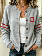 Women'S Casual Football Plant Knitted Cardigan Top