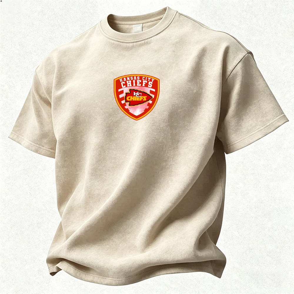 Kansas City Chiefs Printed Unisex 100% Pure Cotton Washed T-Shirt