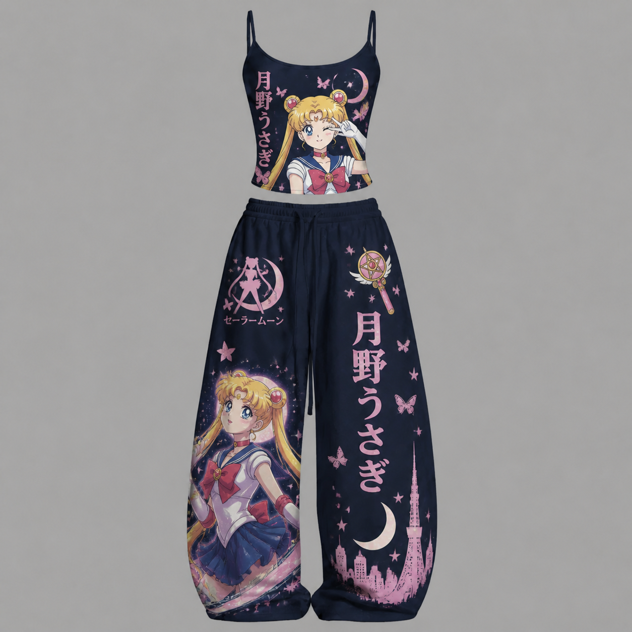 Animescollection Sailor Moon Top & Elasticated Trousers Two-Piece Set