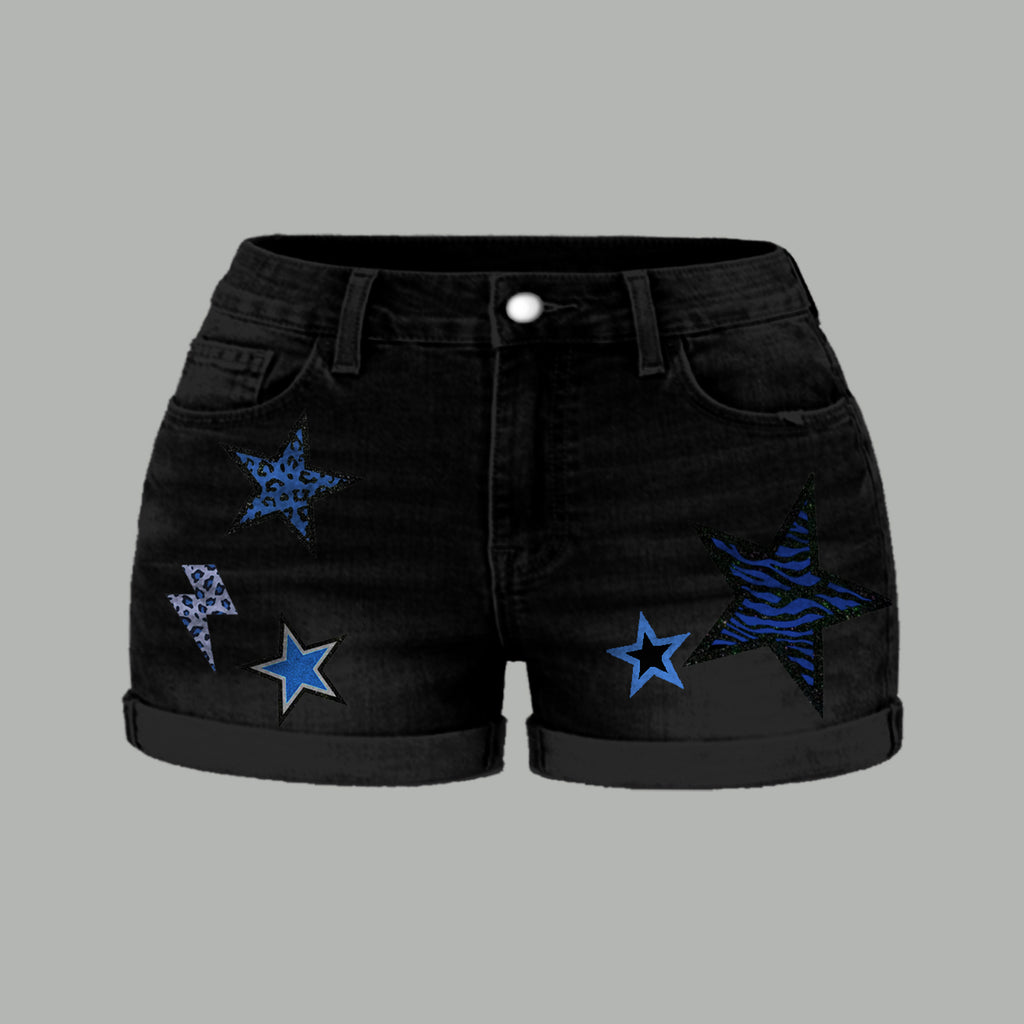 Dallas Cowboys X Pokémon Bodysuit  & Stretch Black Denim Shorts Two-Piece Set