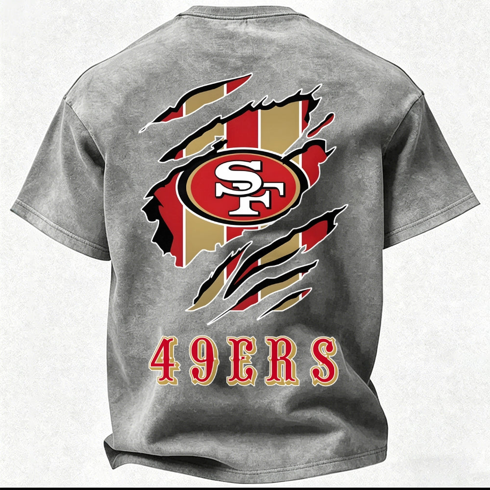 San Francisco 49ers Printed Unisex 100% Pure Cotton Washed T-Shirt