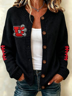 Women'S Football Printed Knitted Cardigan