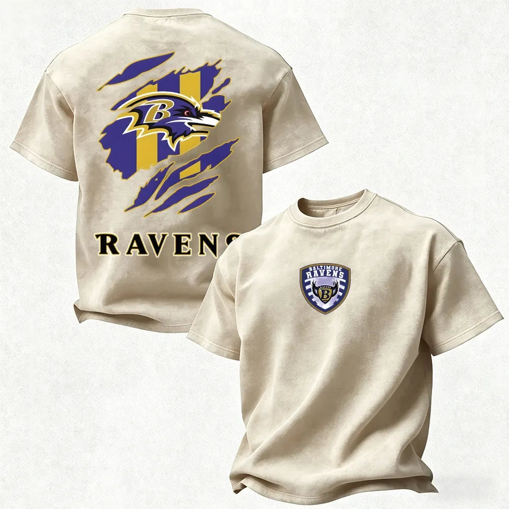 Baltimore Ravens Printed Unisex 100% Pure Cotton Washed T-Shirt