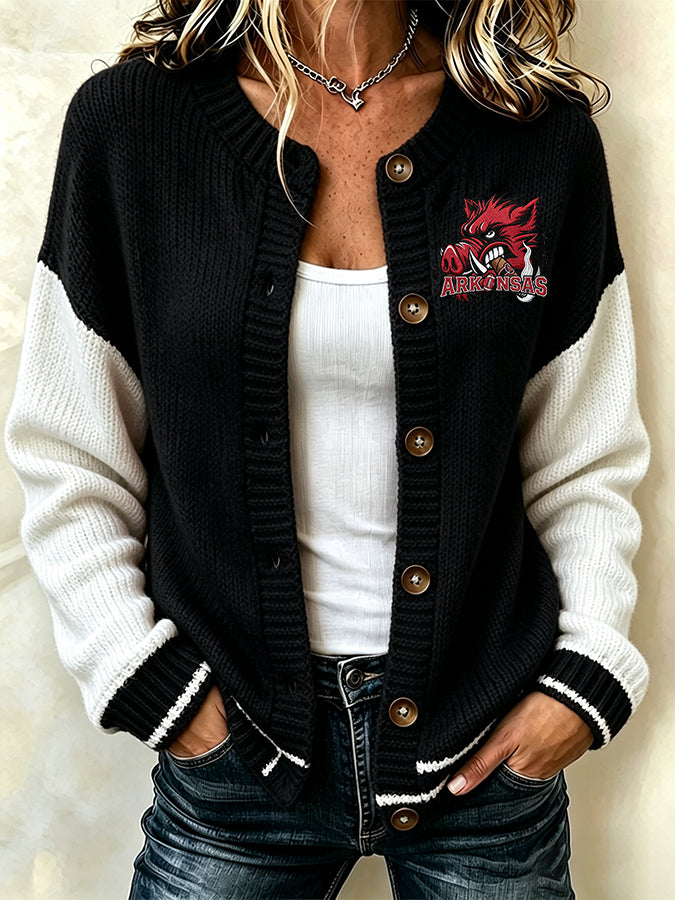 Women'S Casual Football Plant Knitted Cardigan Top