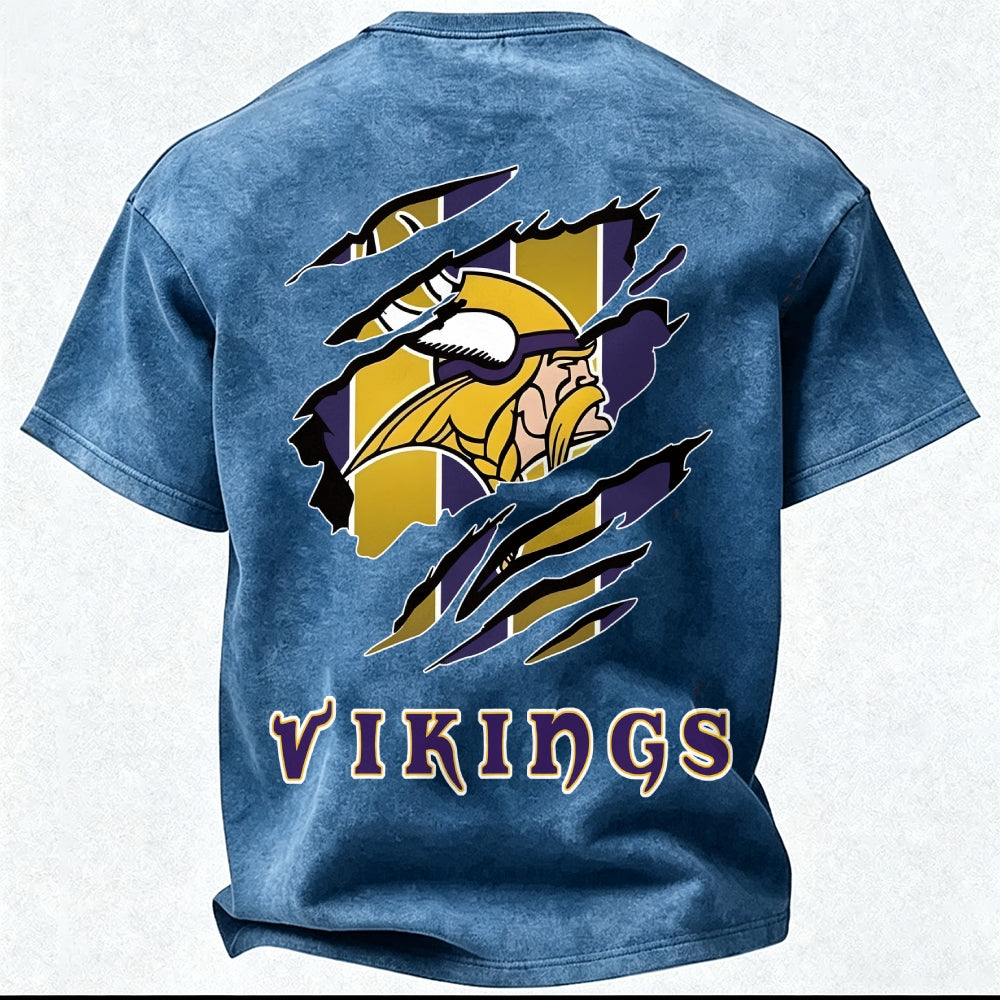 Minnesota Vikings Printed Unisex 100% Pure Cotton 100% pure cotton Washed T-Shirt