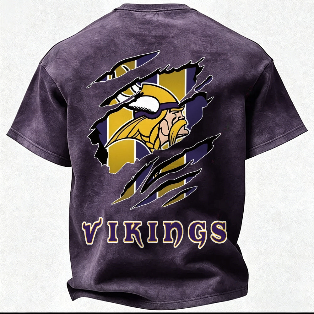 Minnesota Vikings Printed Unisex 100% Pure Cotton 100% pure cotton Washed T-Shirt