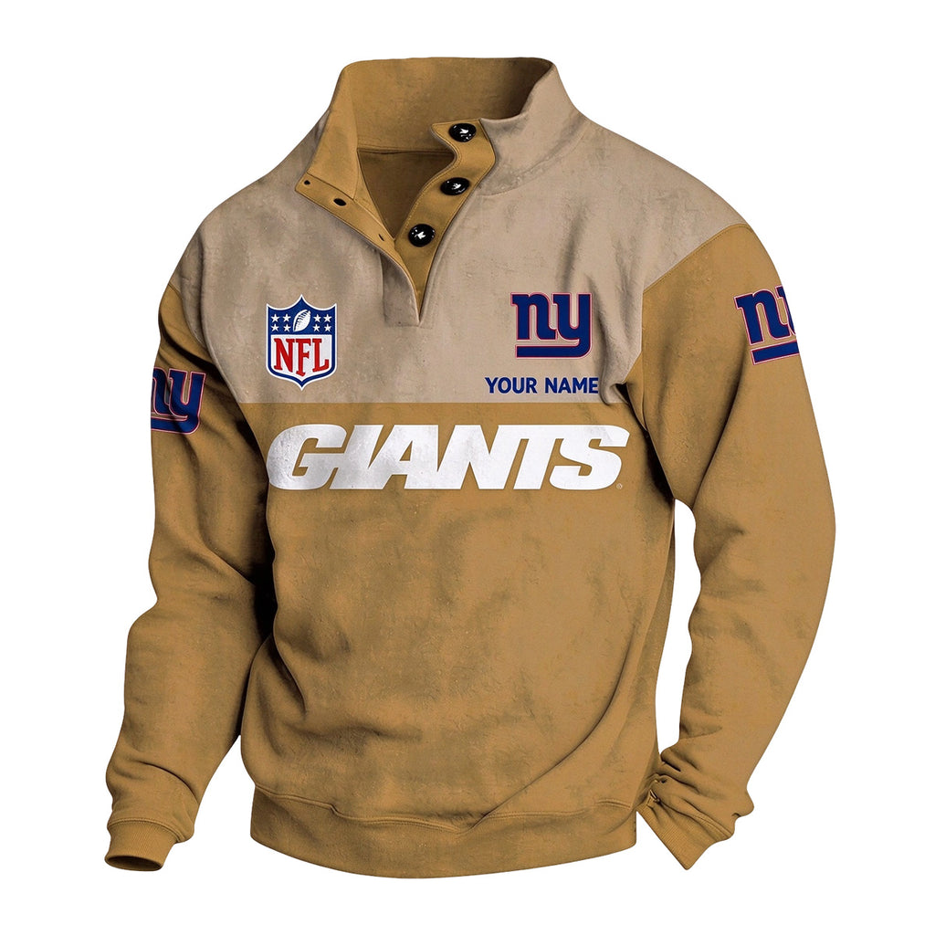 Men's New York Giants Button Mock Neck Sweatshirt