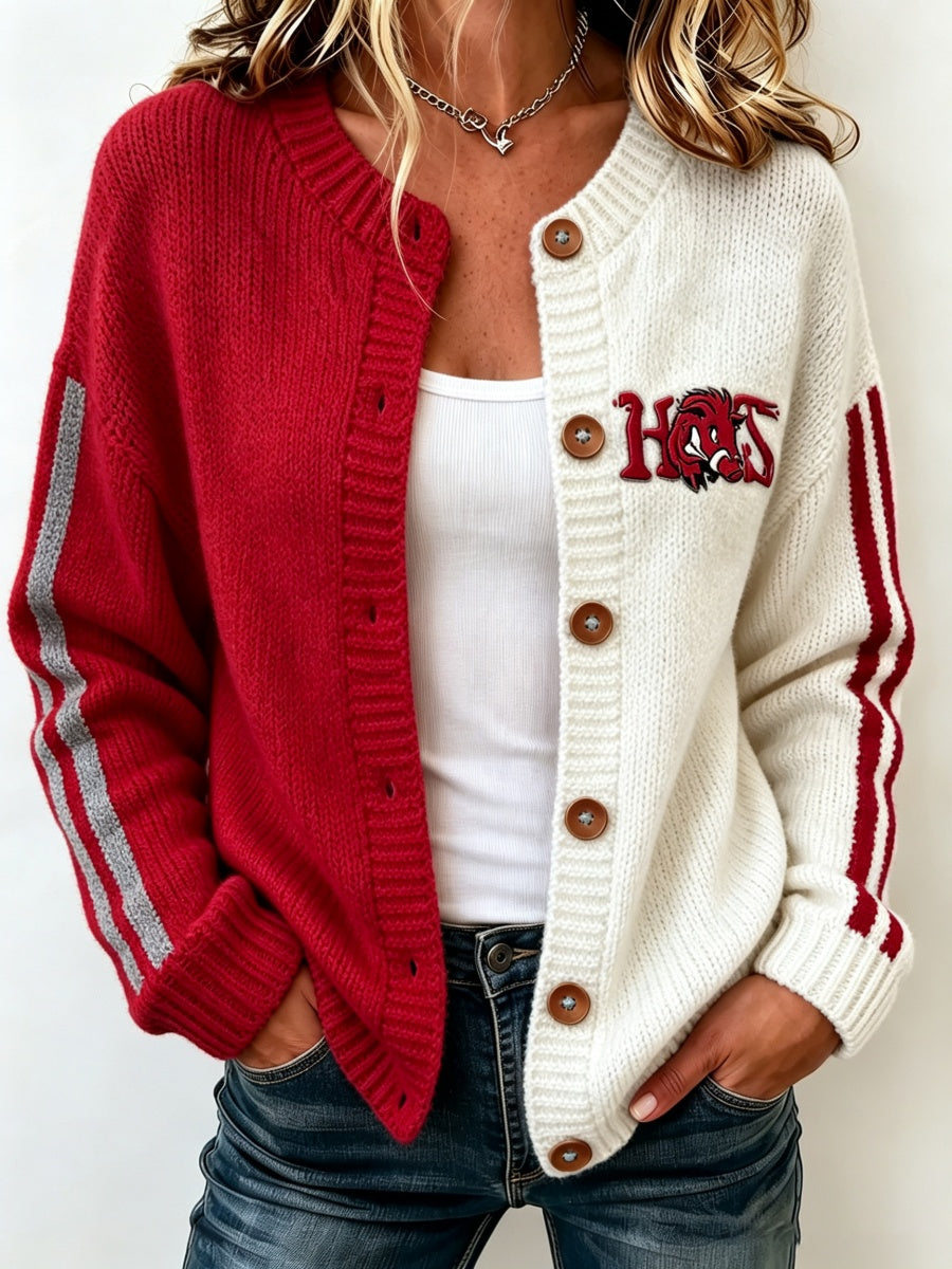 Women's Football Pattern Knitted Cardigan Top Main image
