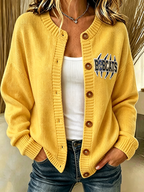 Women'S Casual Football Plant Knitted Cardigan Top