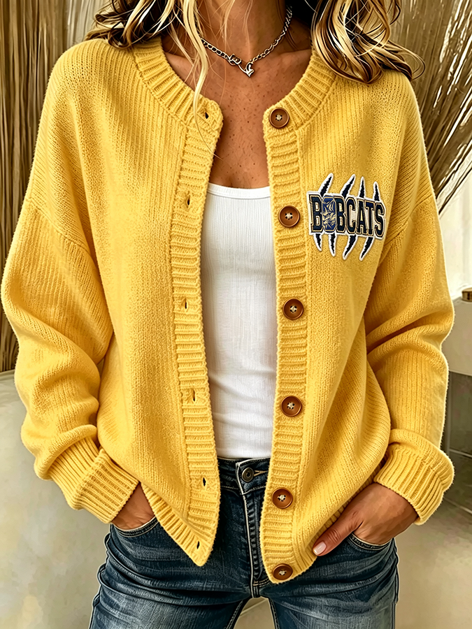 Women'S Casual Football Plant Knitted Cardigan Top