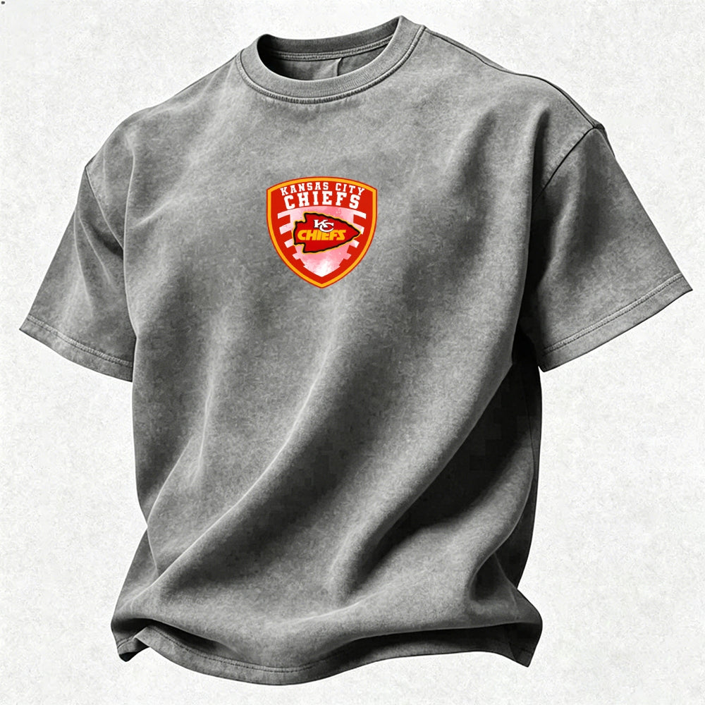 Kansas City Chiefs Printed Unisex 100% Pure Cotton Washed T-Shirt