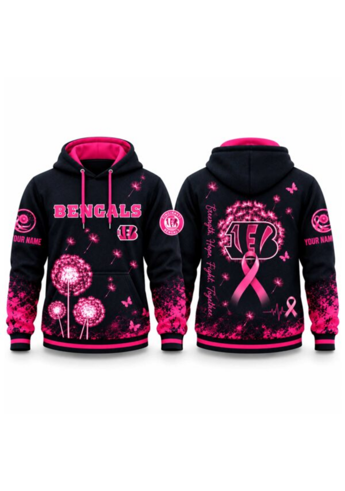 Cincinnati Bengals Breast Cancer Awareness Dandelion Hoodie Main image