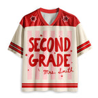 Personalized Grade And Name Preppy Stripes Teacher Mesh Jersey