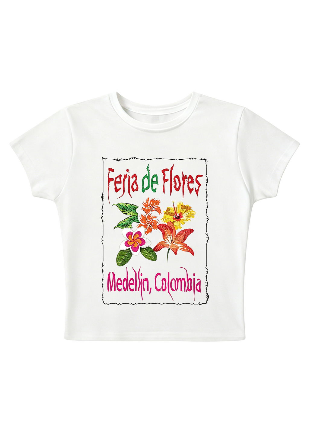 Colombia Floral Fair Graphic Y2K Baby Tee