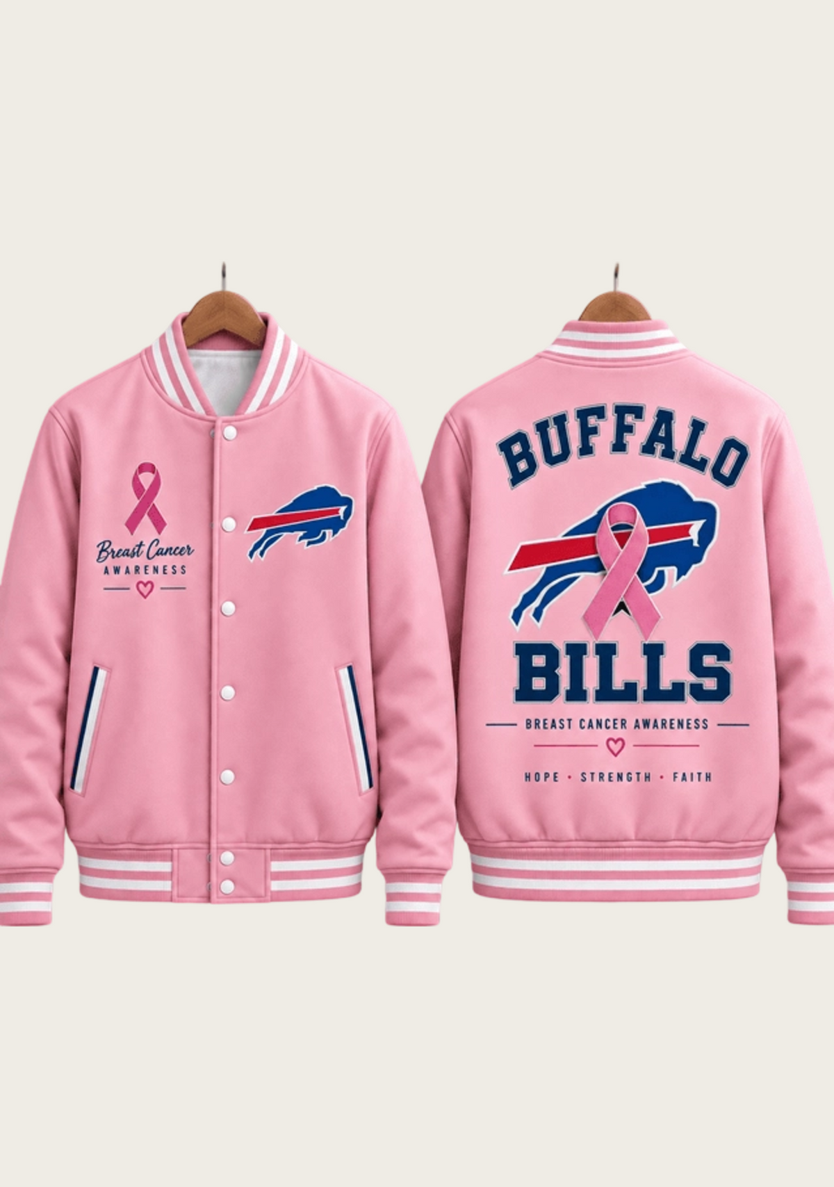 Buffalo Bills Breast Cancer Awareness Pink Ribbon Varsity Jacket Main image