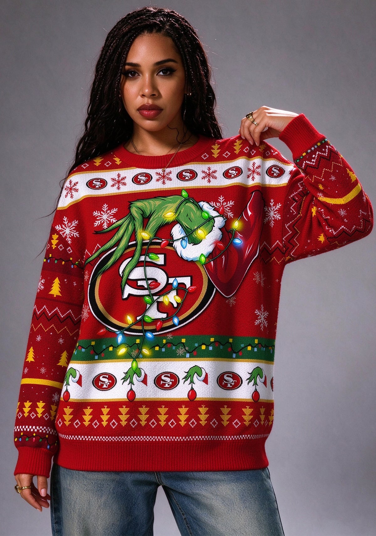 San Francisco 49ers Grinch Logo Ugly Christmas Sweatshirt Main image