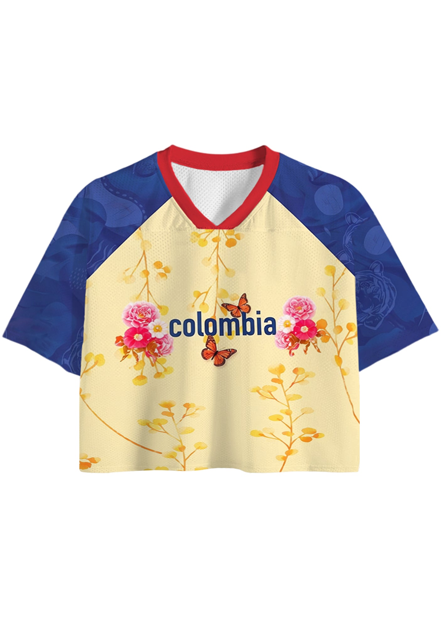 Vintage Floral Print Colombia Cropped Mesh Jersey Shirt Secondary image