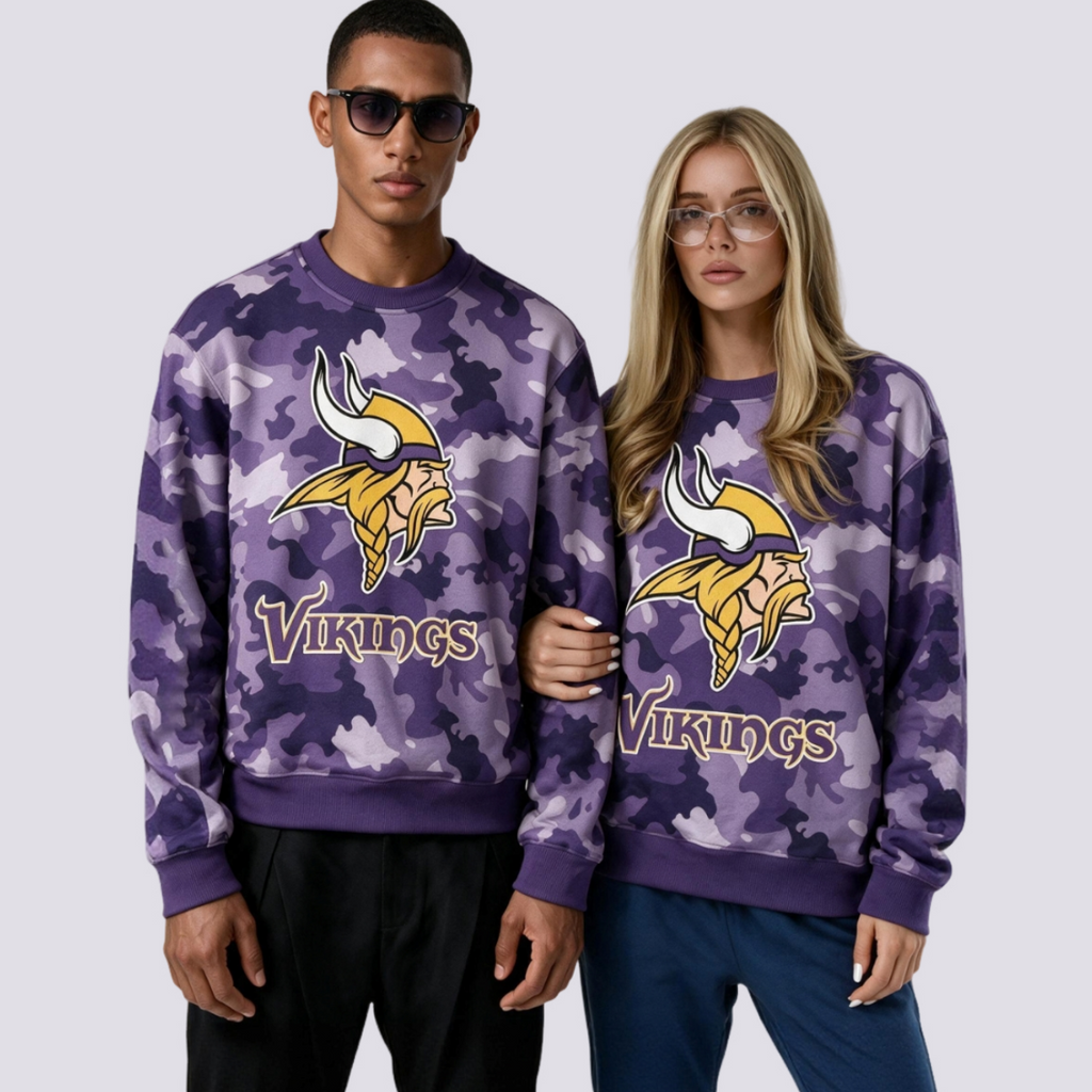 Minnesota Vikings Camo Graphic Crewneck Sweatshirt