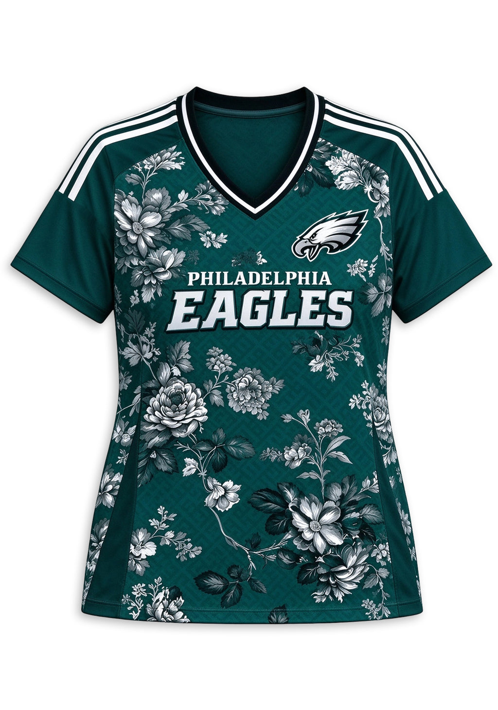 Women's Philadelphia Eagles Floral V-Neck T Shirt