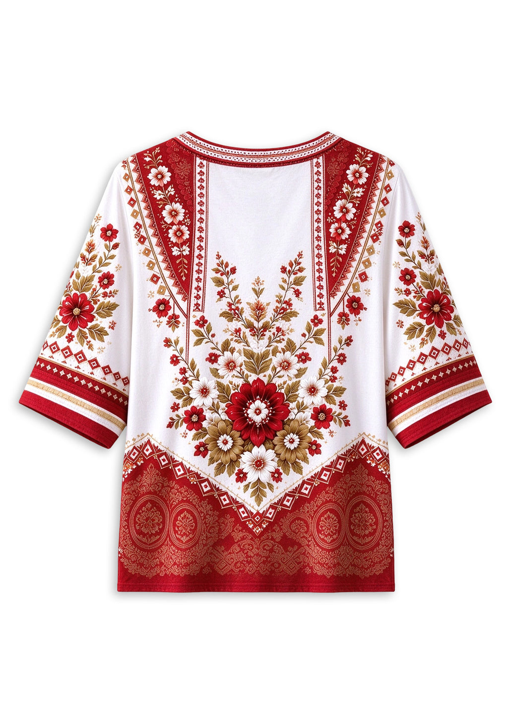 Women’s San Francisco 49ers Boho Floral V-Neck 3/4 Sleeve Shirt