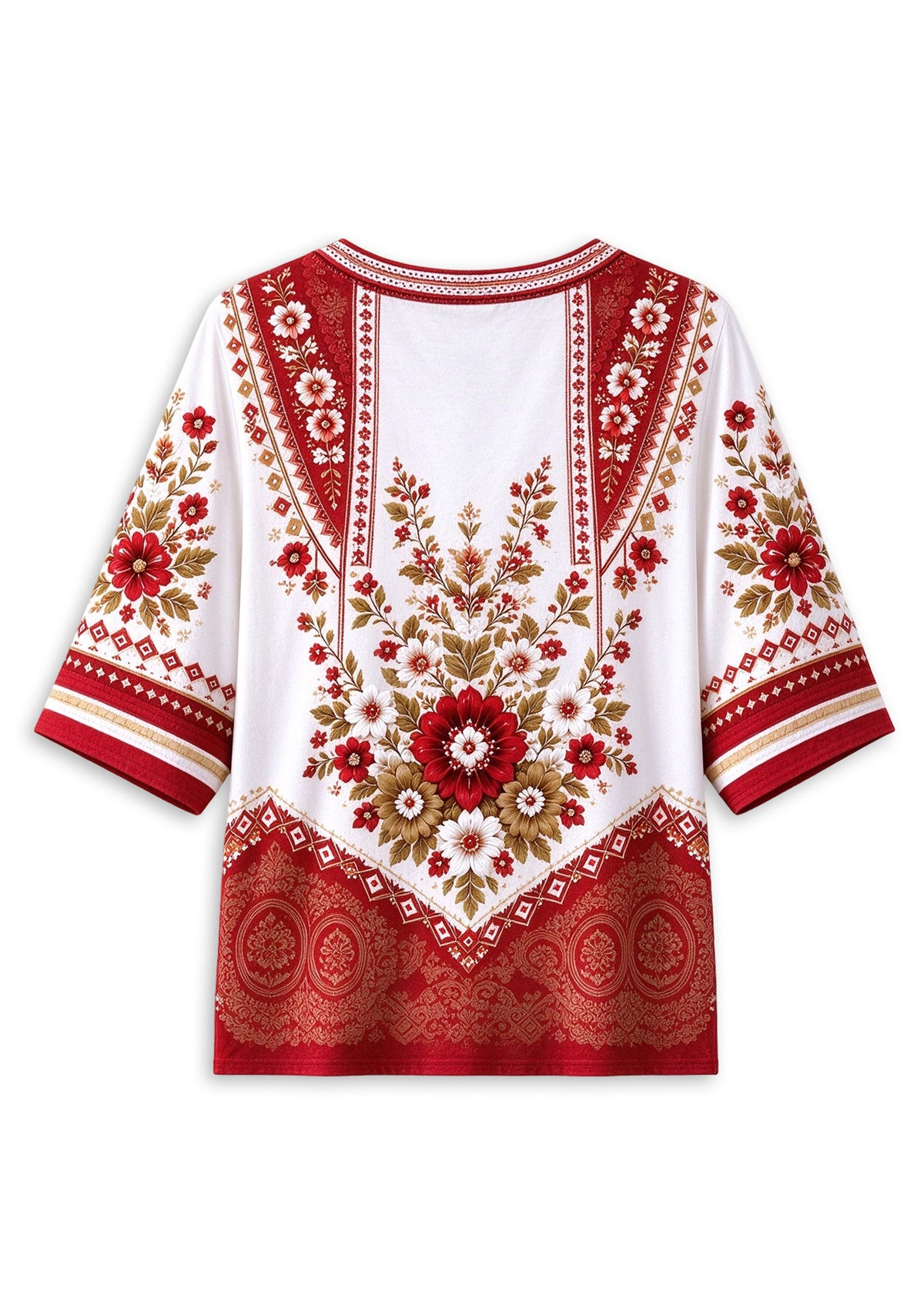 Women’s San Francisco 49ers Boho Floral V-Neck 3/4 Sleeve Shirt