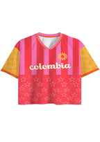 Retro Distressed Star Colombia Daisy Cropped Mesh Jersey Shirt