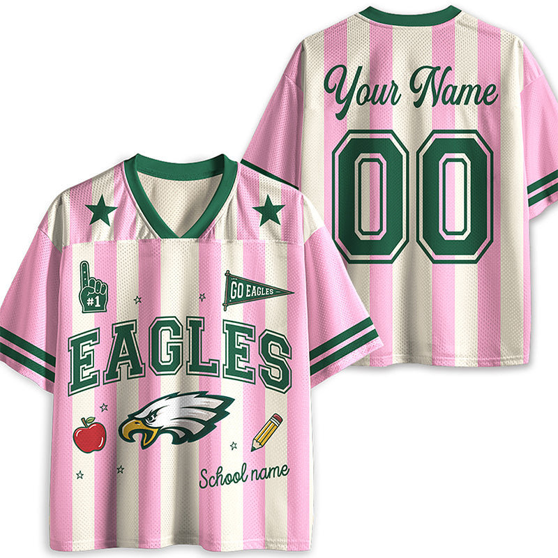 Personalized Mascot Name And School Name Stripe Teacher Mesh Jersey Main image