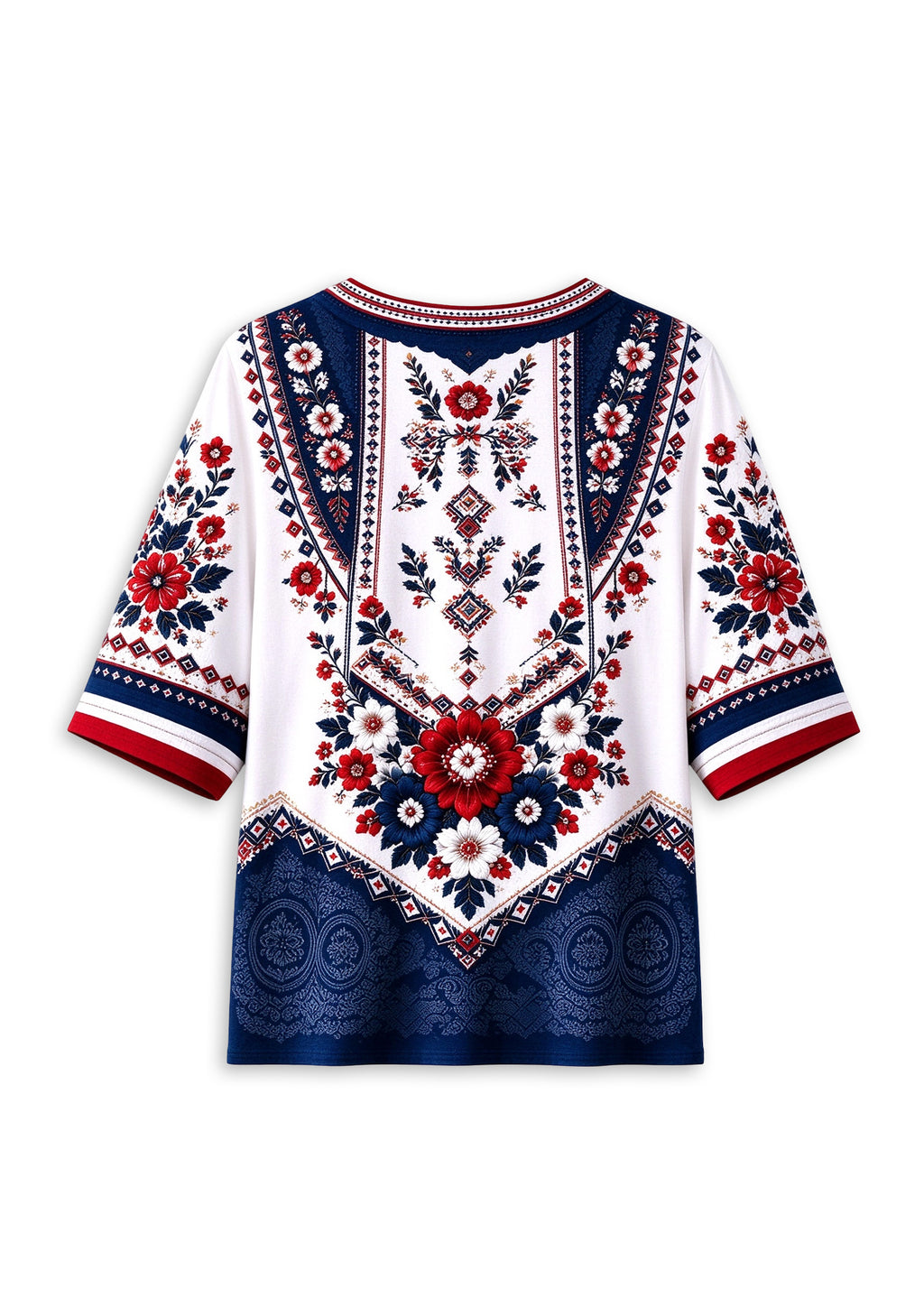 Women’s Houston Texans Boho Floral V-Neck 3/4 Sleeve Shirt