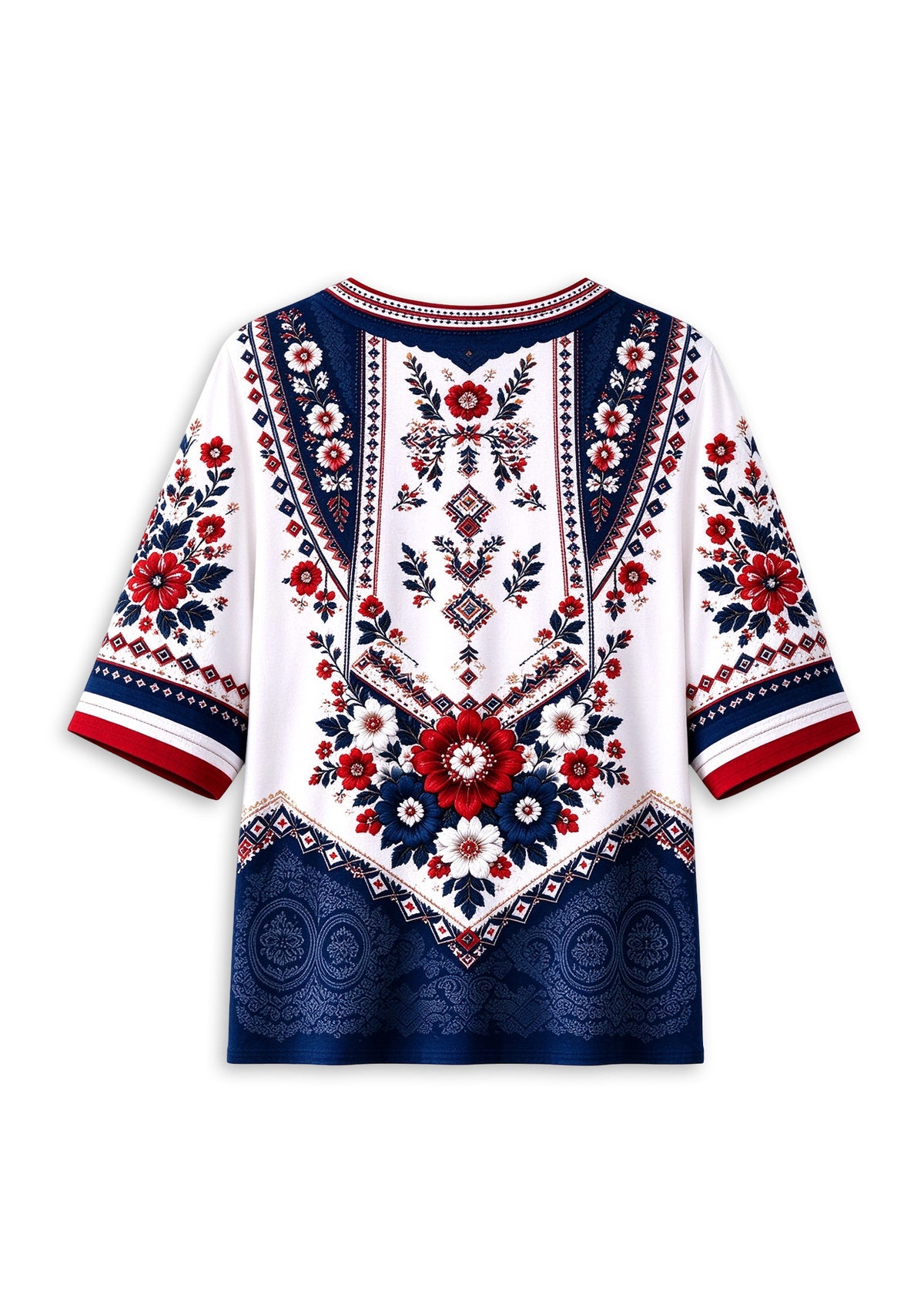 Women’s Houston Texans Boho Floral V-Neck 3/4 Sleeve Shirt
