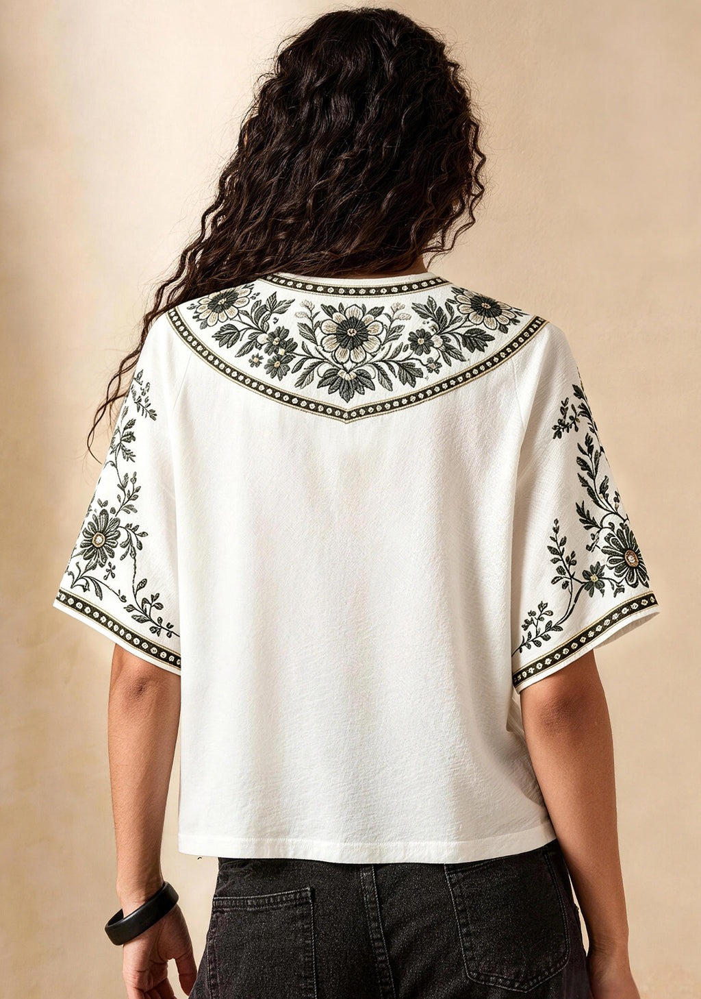 Boho Floral Las Vegas Raiders V-Neck Blouse