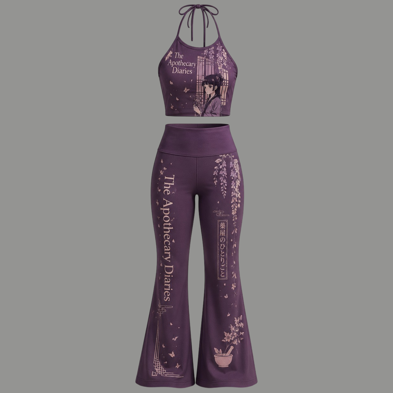 The Apothecary Diaries Halter Crop Top + High Waist Flared Pants Matching 2-Piece Set