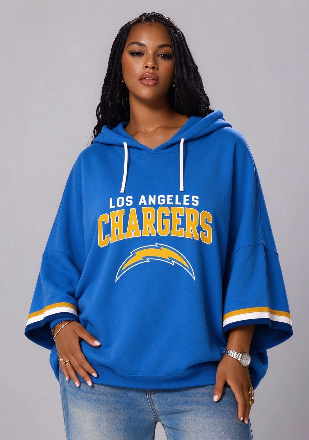 Women’s Los Angeles Chargers 3/4 Dolman Sleeve Hoodie