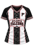 Women's Atlanta Falcons Floral Baroque Striped V-Neck T-Shirt