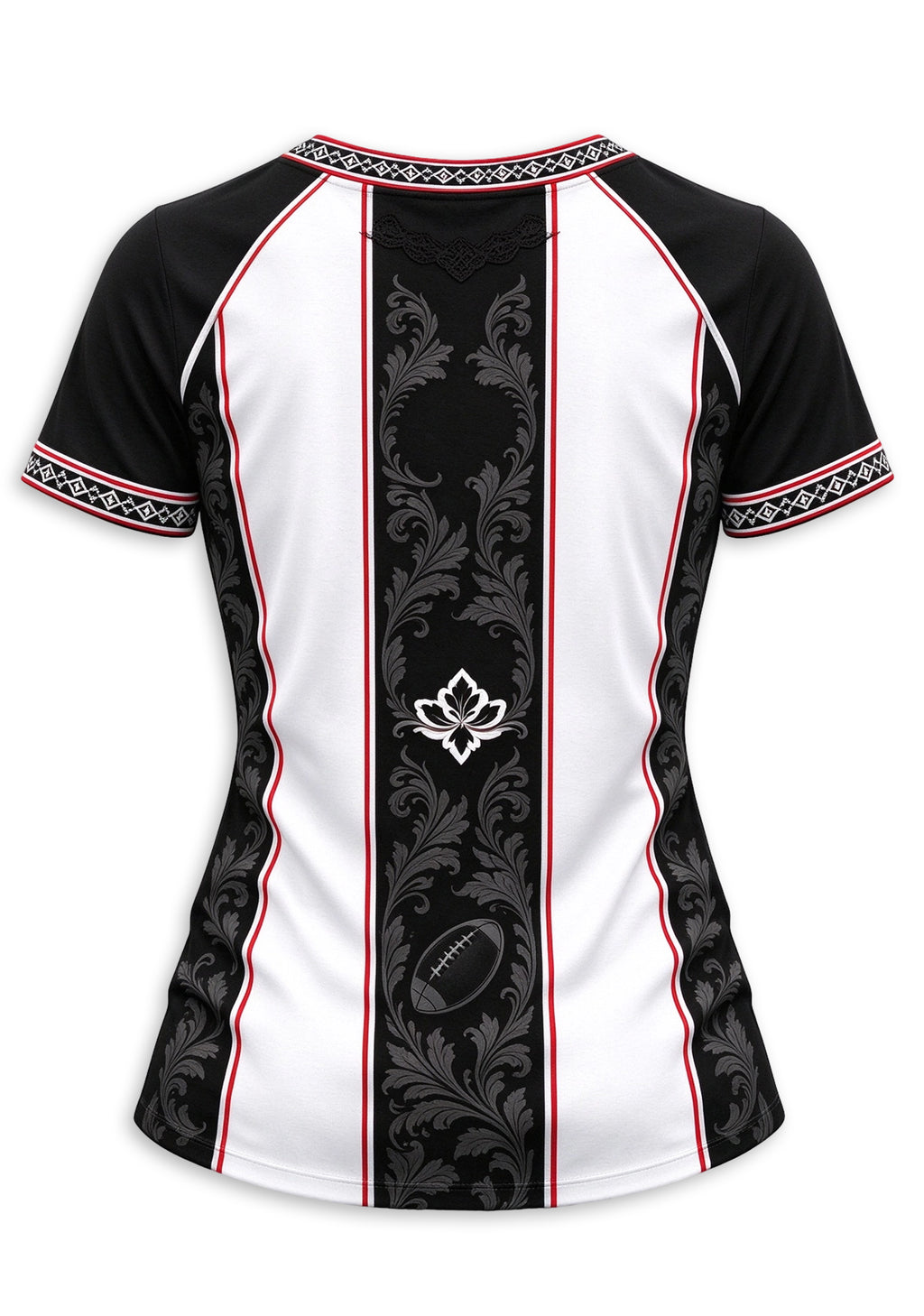 Women's Atlanta Falcons Floral Baroque Striped V-Neck T-Shirt