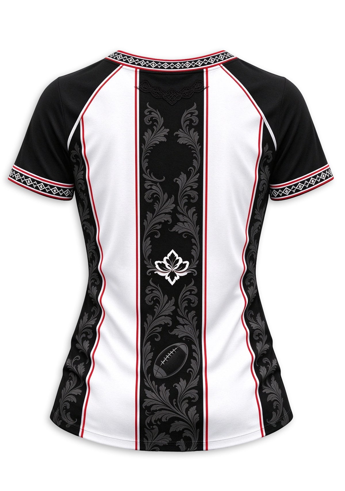 Women's Atlanta Falcons Floral Baroque Striped V-Neck T-Shirt
