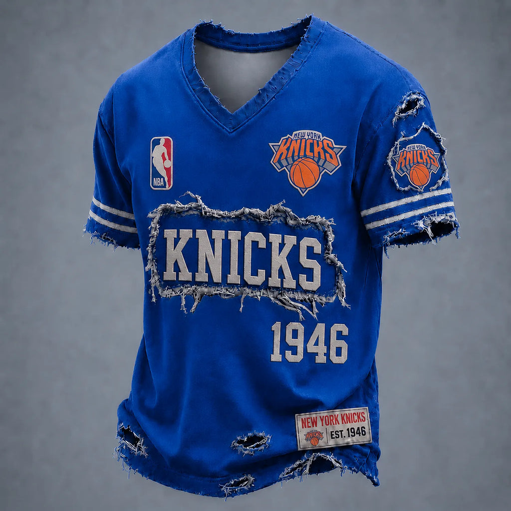 NY Knicks 1946 Distressed V-Neck T-Shirt