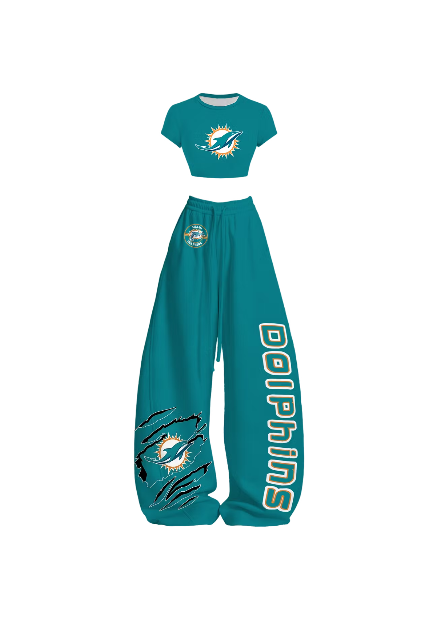 Miami Dolphins Claw Rip Sun Dolphin Tops & Elasticated Trousers Two-Piece Set Main image