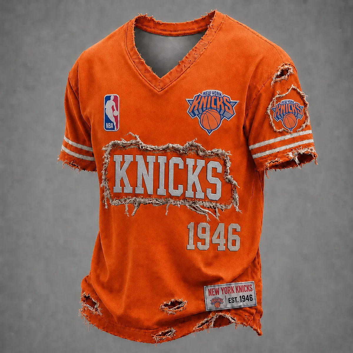 NY Knicks 1946 Distressed V-Neck T-Shirt