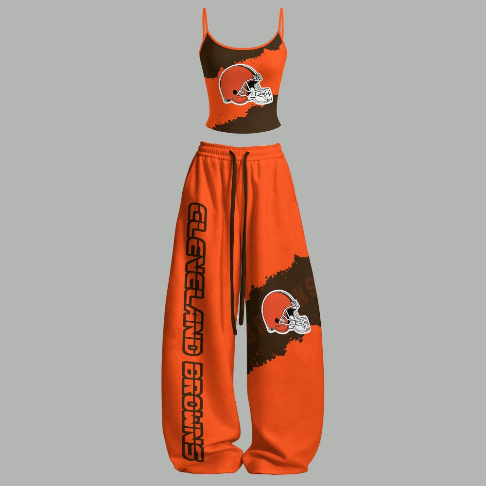 Cleveland Browns Top & Elasticated Trousers Two-Piece Set  | NFL