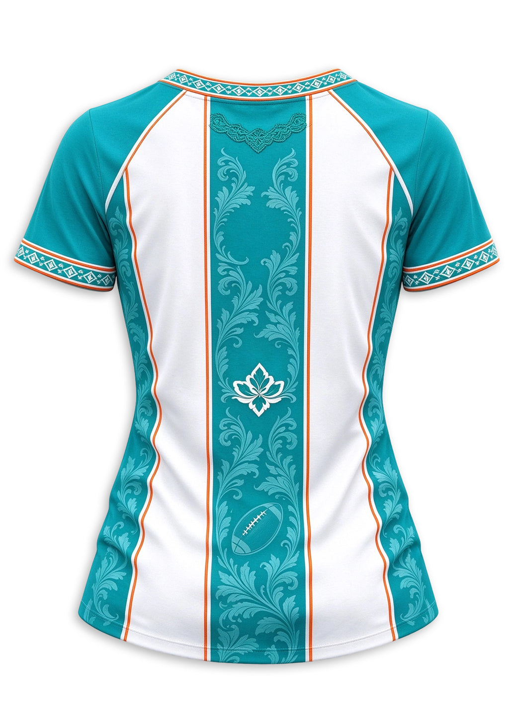 Women's Miami Dolphins Floral Baroque Striped V-Neck T-Shirt