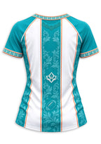Women's Miami Dolphins Floral Baroque Striped V-Neck T-Shirt
