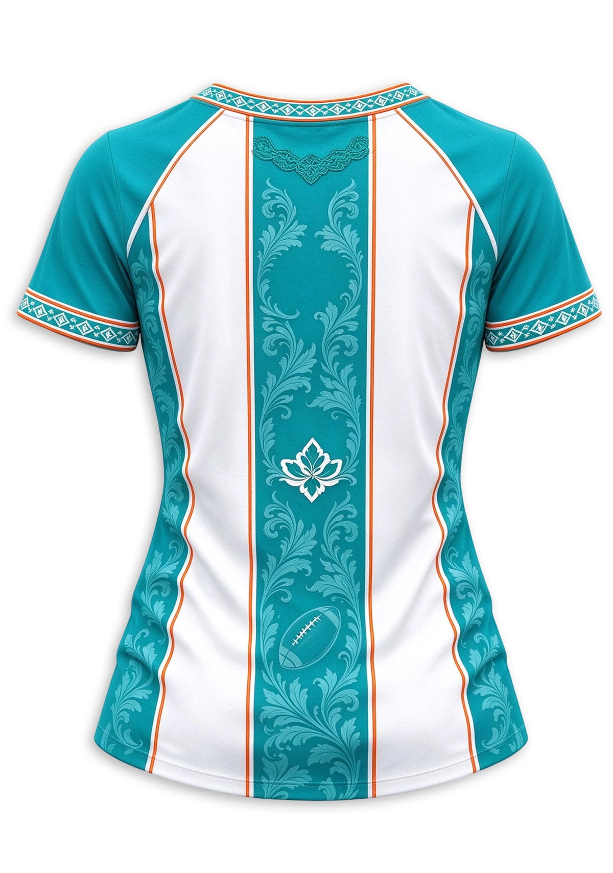 Women's Miami Dolphins Floral Baroque Striped V-Neck T-Shirt