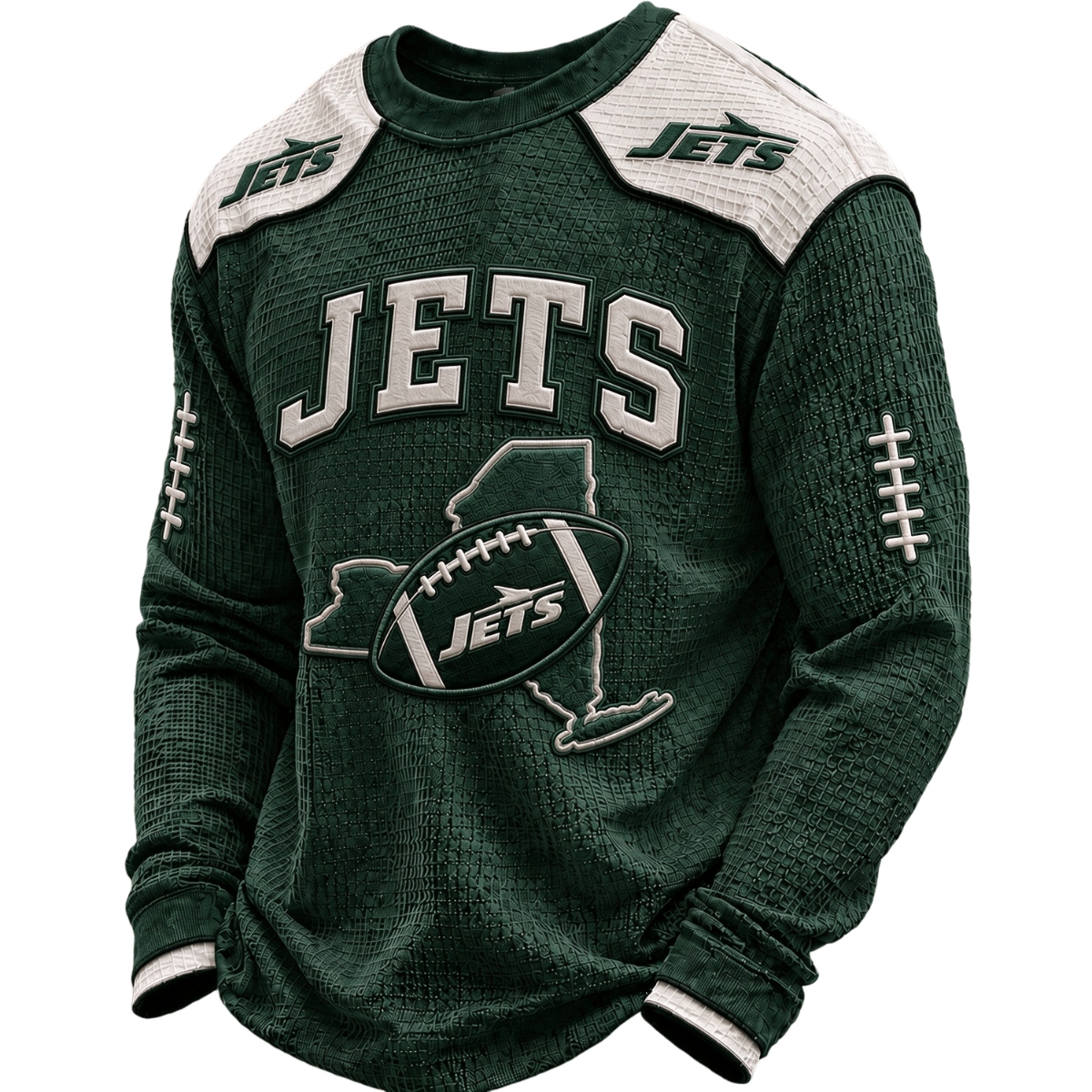 New York Jets Waffle Knit Long-Sleeve Sweatshirt