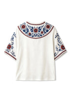 Boho Border Print NY Giants V-Neck Blouse