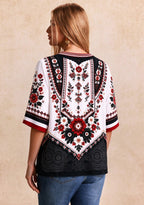 Women’s Atlanta Falcons Boho Floral V-Neck 3/4 Sleeve Shirt